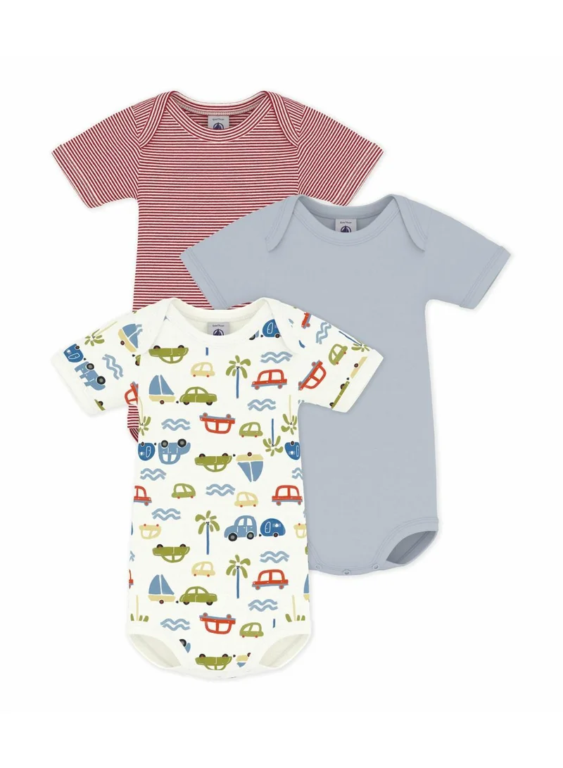 بيتي باتو Pack of babies' short-sleeved car print cotton bodies